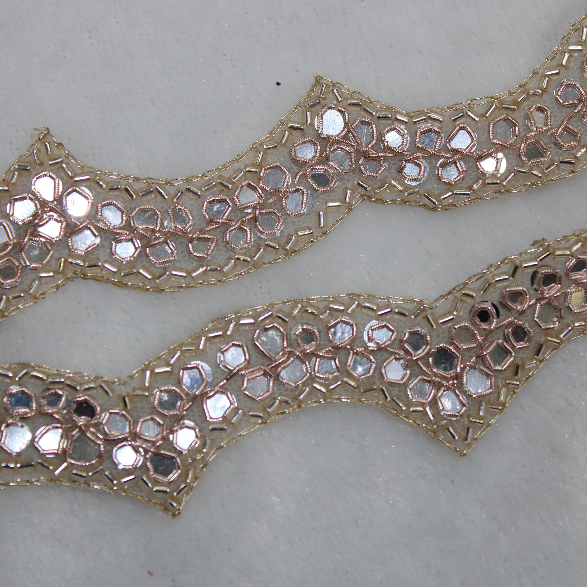 Rose Gold Fancy Embellished Handwork Trim