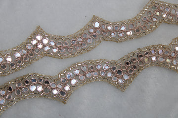 Rose Gold Fancy Embellished Handwork Trim