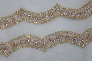 Rose Gold Fancy Embellished Handwork Trim