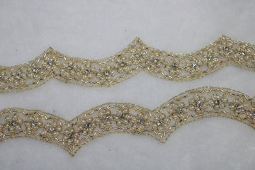 Golden Fancy Embellished Handwork Trim