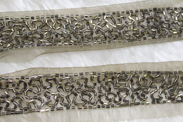 Grey Cutdana Embellished Handwork Trim