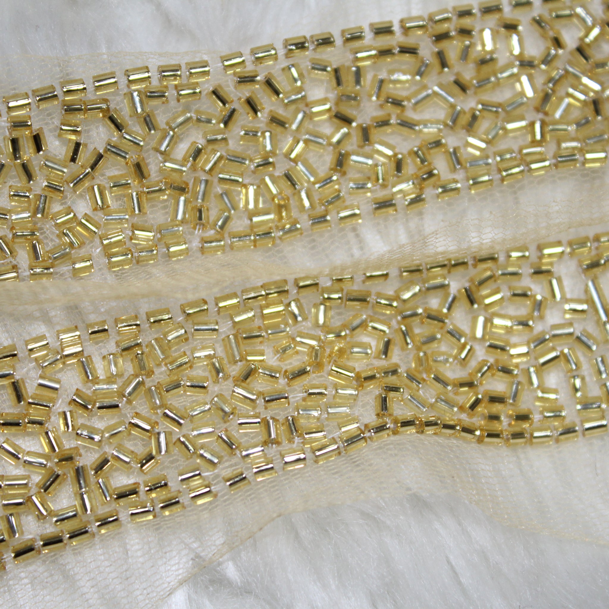 Light Gold Cutdana Embellished Handwork Trim