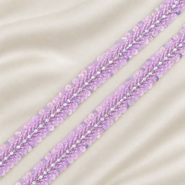 Chevron Bugle Bead and Sequin Embroidered Lace