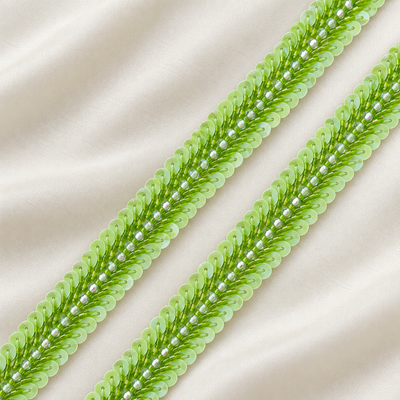 Chevron Bugle Bead and Sequin Embroidered Lace hover