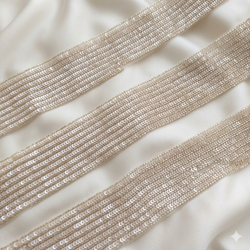 Champagne Sequin Embellished Lace Trim