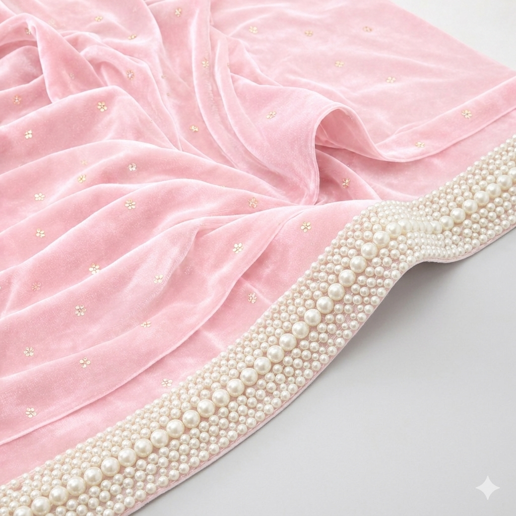 Handcrafted Pearl Embellished Lace Trim
