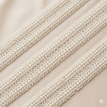 Handcrafted Pearl Beaded Lace Trim – Designer Embellished Border