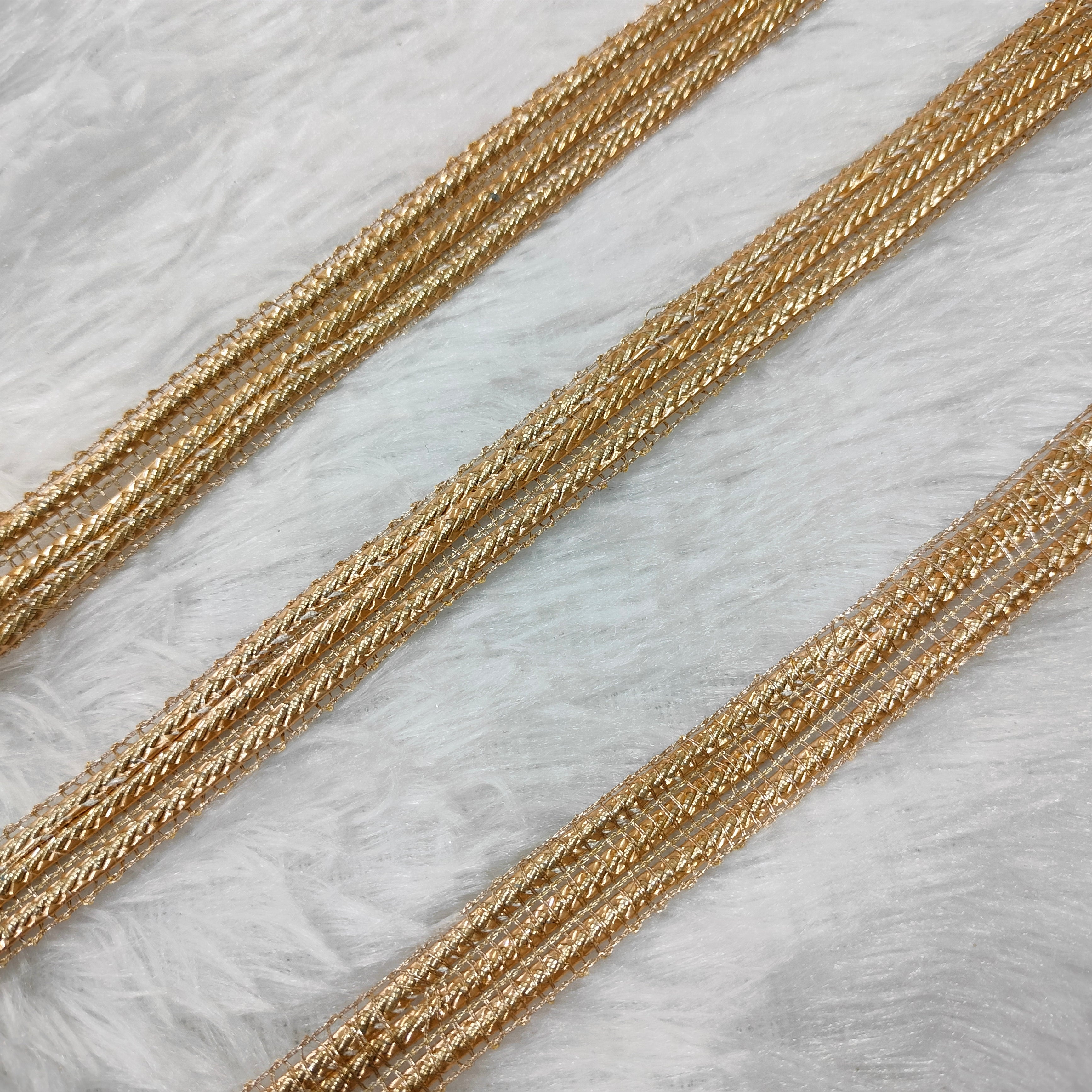 Textured Zari Embroidered Border Lace with Fine Metallic Detailing