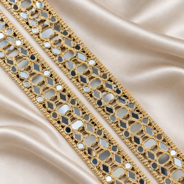 Classic Oval & Circular Mirror Work Embroidered Lace Border