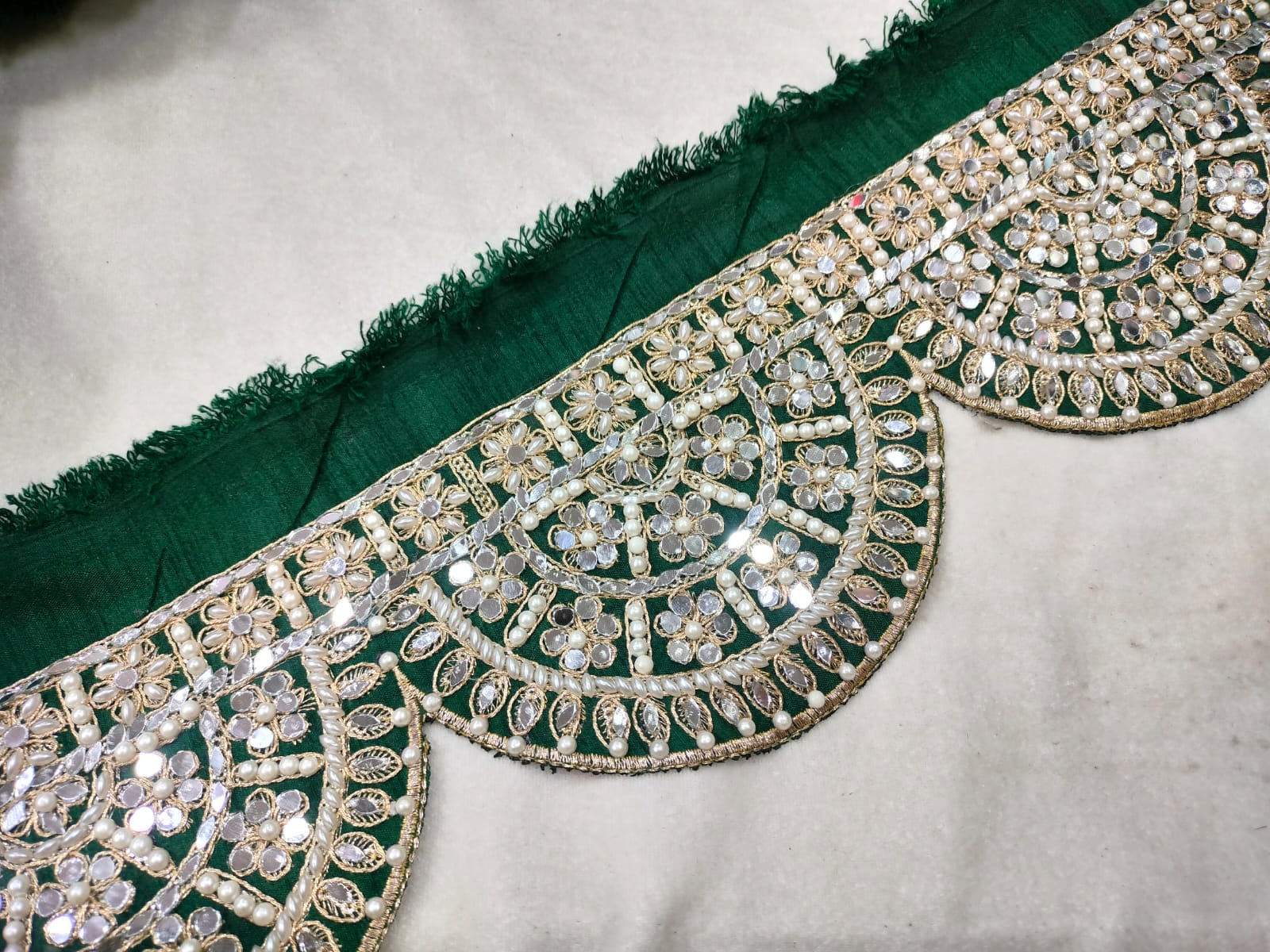 Scalloped Green Mirror Embellished Trim