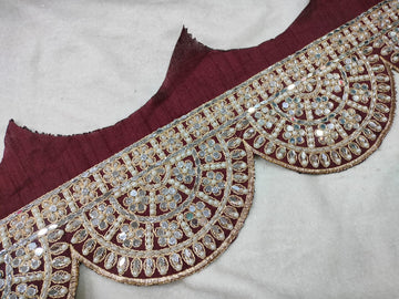 Scalloped Maroon Mirror Embellished Trim