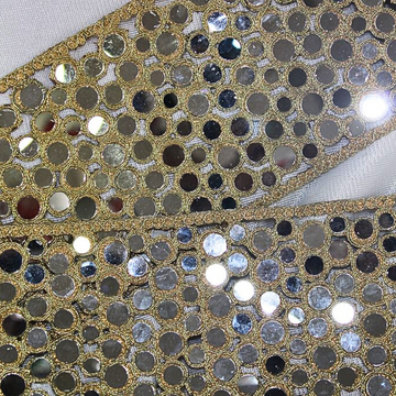 Round Mirror Work Embroidered Lace Border for Bridal & Ethnic Wear