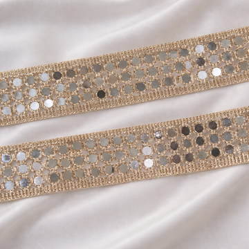 Round Mirror Work Embroidered Lace Trim Border
