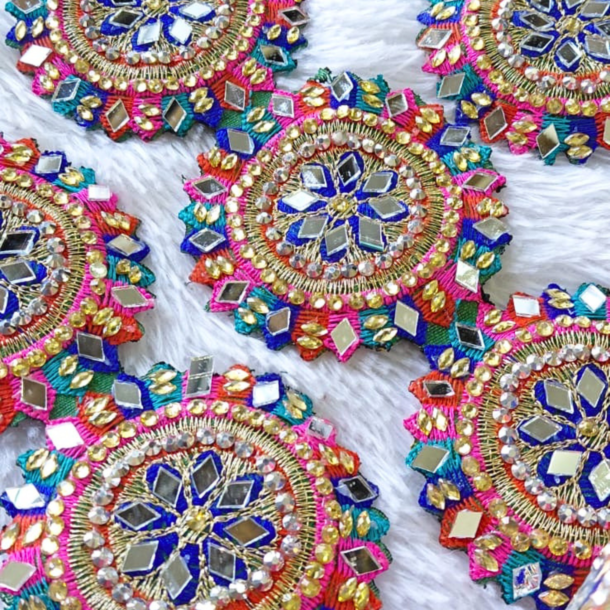 Multicolor Mirror Threadwork Trim