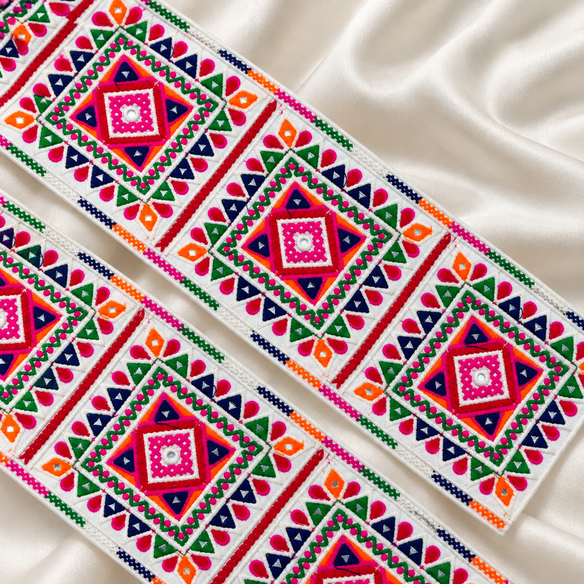Geometric Handcrafted Embroidered Lace Border for Ethnic & Designer Wear