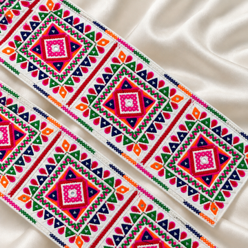 Geometric Handcrafted Embroidered Lace Border for Ethnic & Designer Wear