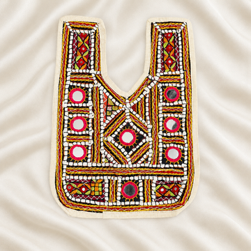 Geometric Embroidered Neck Patch with Mirror Work for Ethnic & Designer Wear