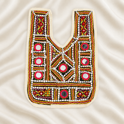 Geometric Embroidered Neck Patch with Mirror Work for Ethnic & Designer Wear