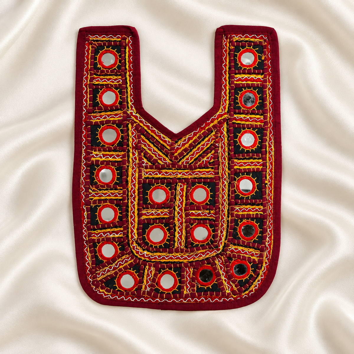 Mirror Work Geometric Embroidered Neck Patch for Ethnic & Designer Wear