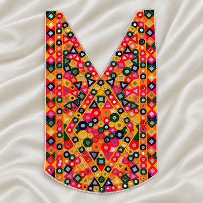 Geometric Mirror Work Embroidered Neck Patch for Ethnic & Designer Wear hover image