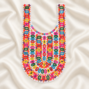 Oval Mirror Work Embroidered Neck Patch for Ethnic & Designer Wear