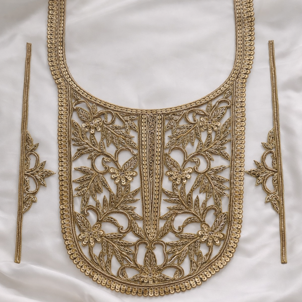 Handcrafted Bridal Neckline Embroidery Applique