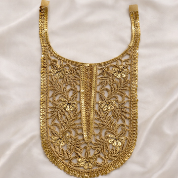 Antique Gold Hand Embroidered Neckline Patch