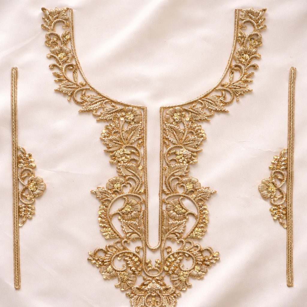 Handcrafted Embroidered Neckline Applique
