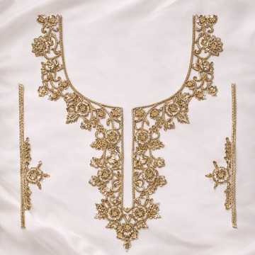 Handcrafted Sequin Embroidered Bridal Neckline Applique