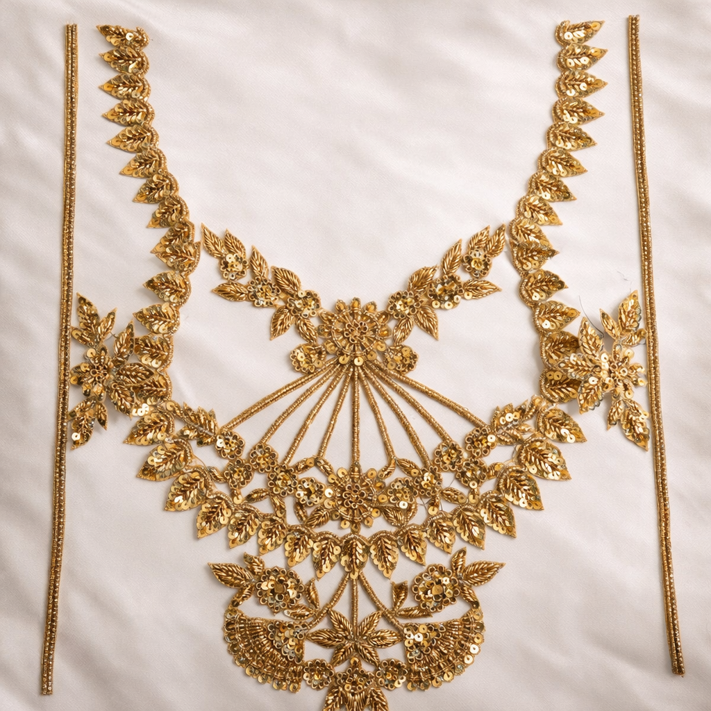 Hand Embroidered Designer Neckline Applique
