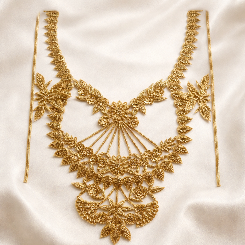 Handcrafted Vintage Embroidered Neckline Patch