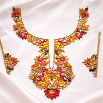 Handcrafted Vibrant Multicolor Floral Neck Patch