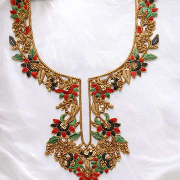 Handcrafted Traditional Multicolor Zardozi Neck Patch
