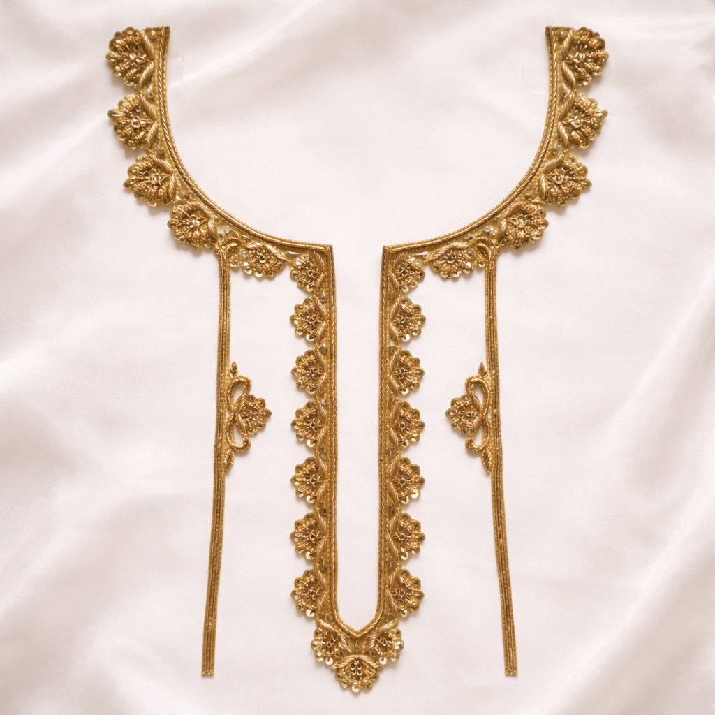 Handcrafted Zardozi Neckline Applique