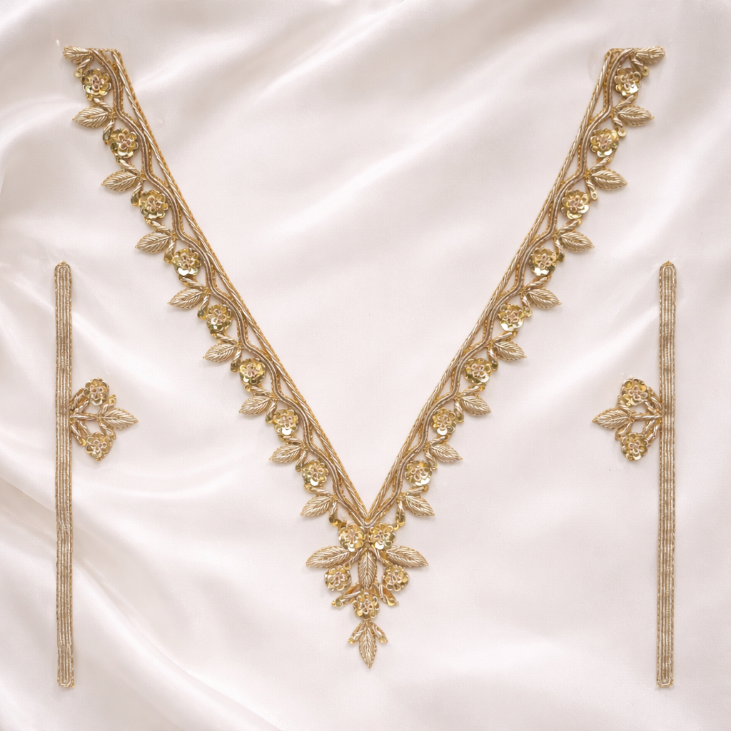 Handcrafted Embroidered Neckline Applique