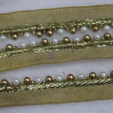Pearl & Bead Embellished Edging Lace Trim for Ethnic, Festive & Designer Wear