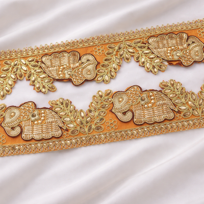 Elephant Motif Embroidered Lace Border for Ethnic & Festive Wear