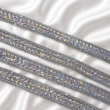 Mirror Stone Embellished Lace Border Trim for Ethnic and Designer Wear