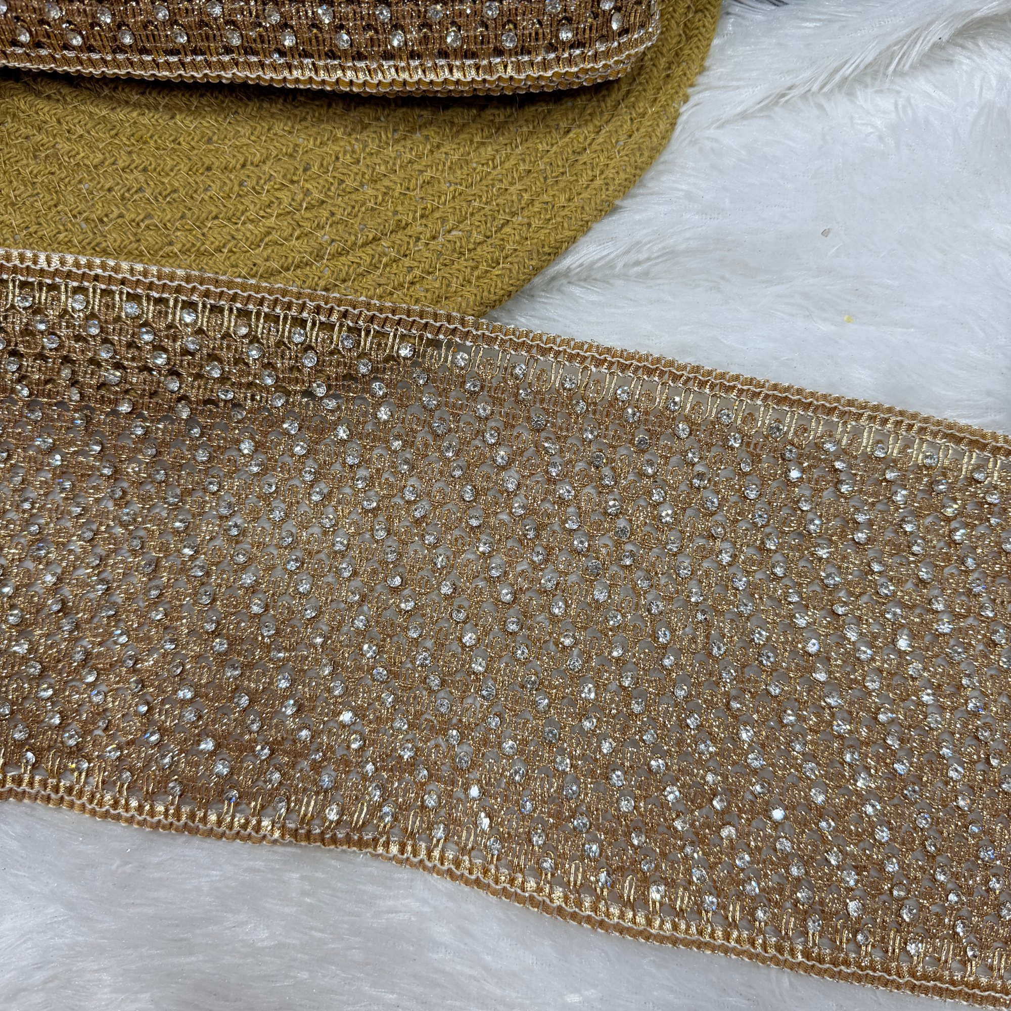 Wide Stone Work Embroidered Lace Border for Bridal & Designer Wear