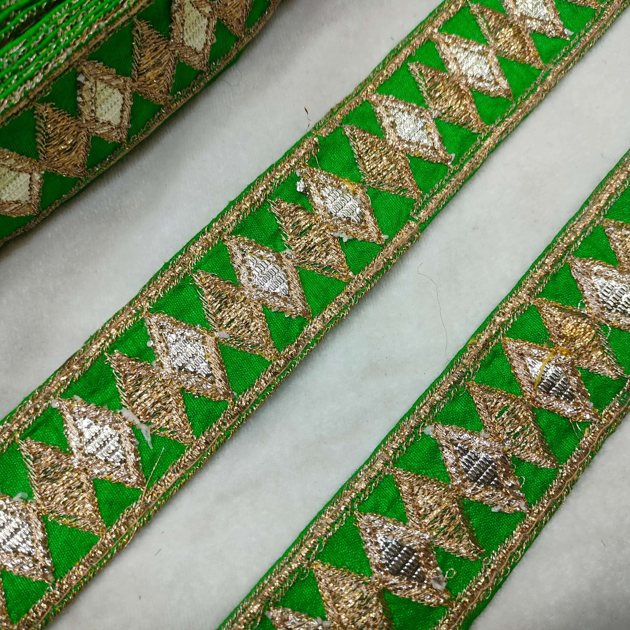 Green Fancy Zari and Thread Work Embroidered Border