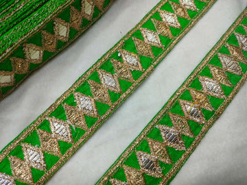 Green Fancy Zari and Thread Work Embroidered Border