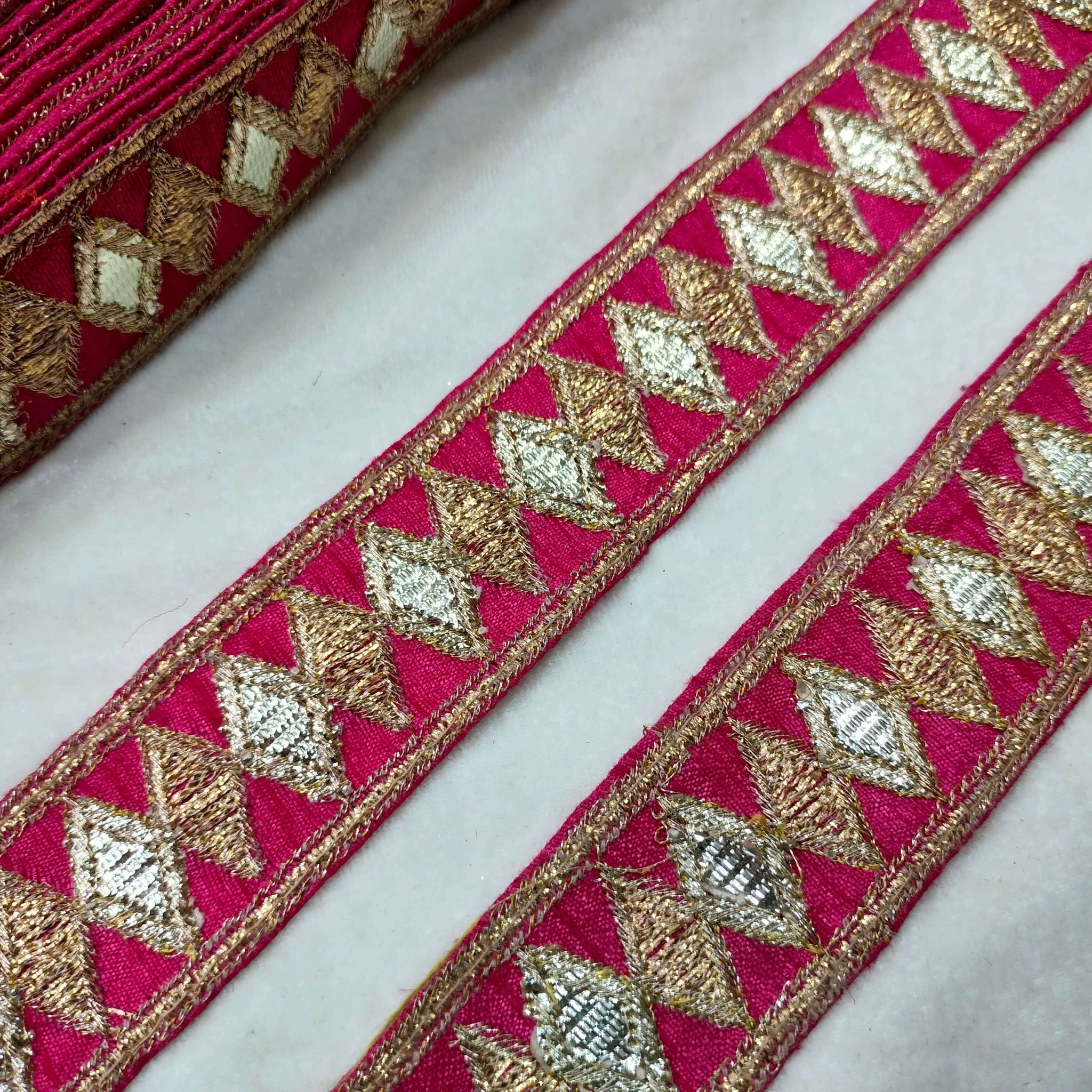 Pink Fancy Zari and Thread Work Embroidered Border