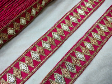 Pink Fancy Zari and Thread Work Embroidered Border