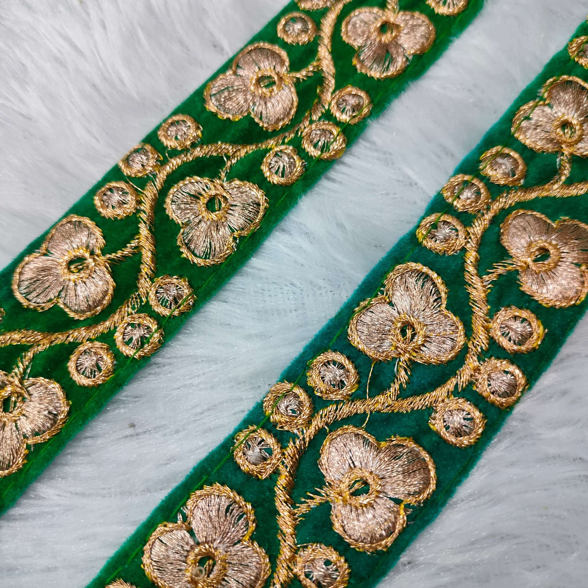 Green Fancy Zari and Thread Work Embroidered Border