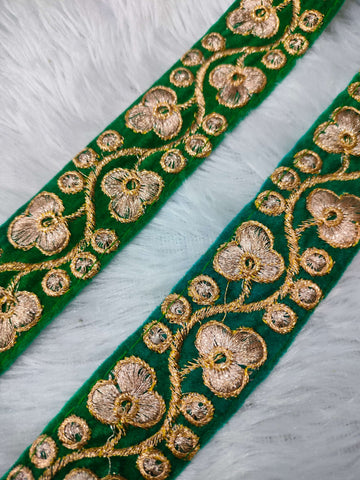 Green Fancy Zari and Thread Work Embroidered Border