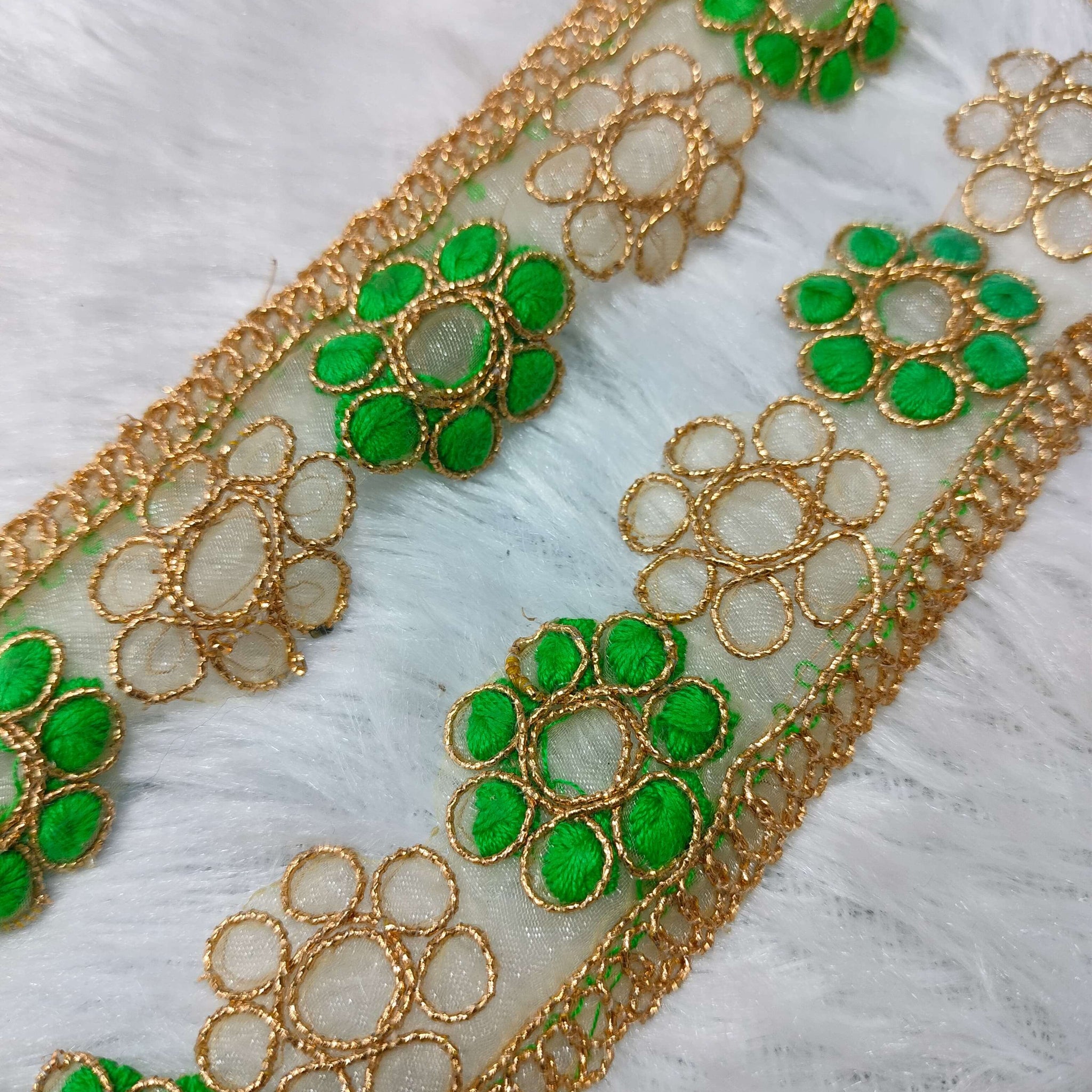 Green Fancy Zari and Thread Work Embroidered Border