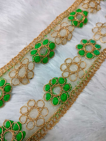 Green Fancy Zari and Thread Work Embroidered Border