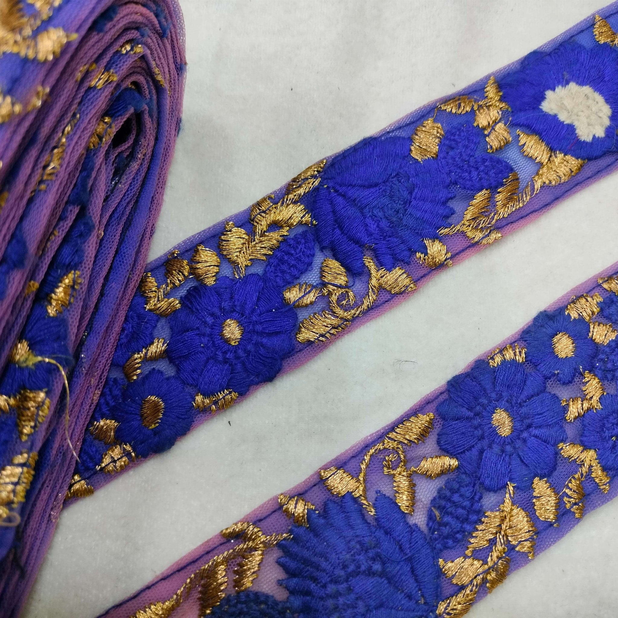 Blue Fancy Zari and Thread Work Embroidered Border