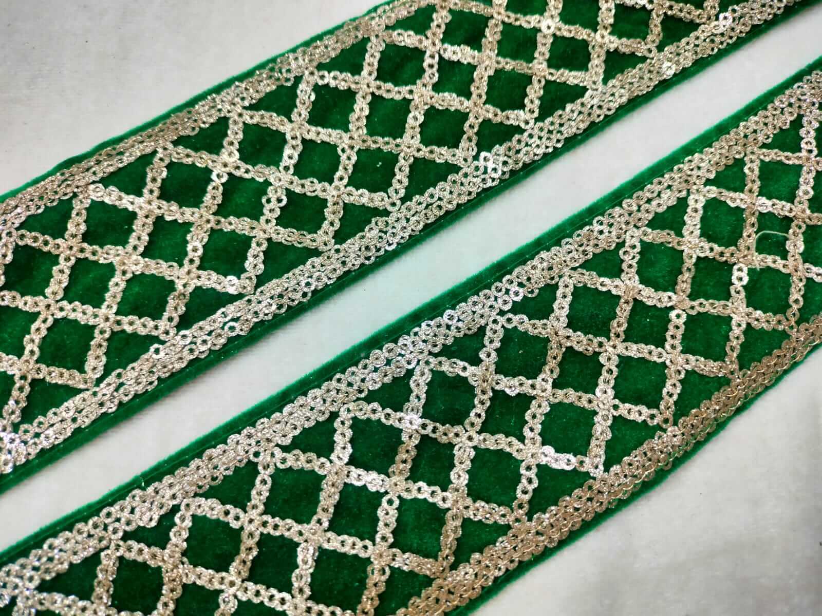 Green Fancy Zari and Thread Work Embroidered Border