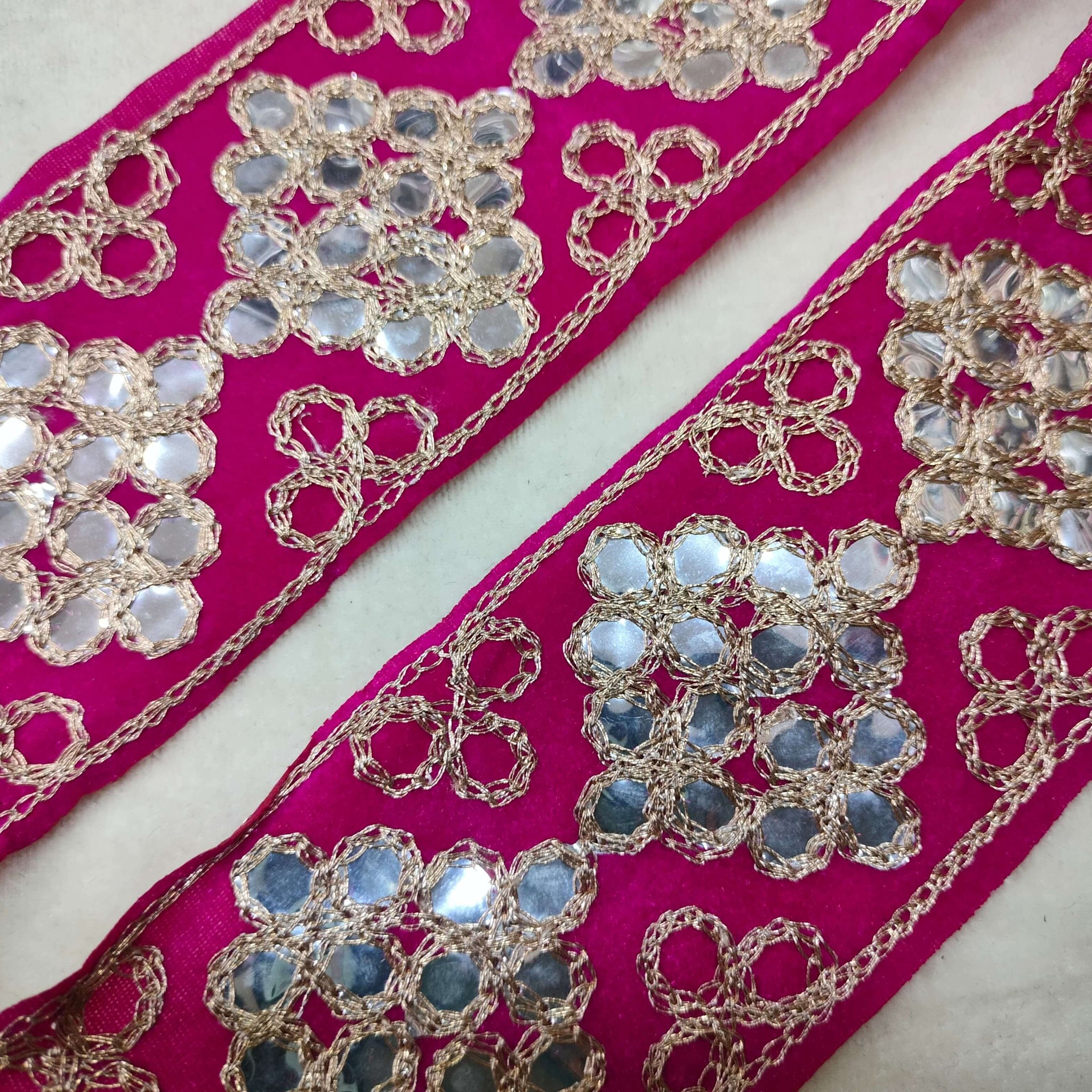 Pink Fancy Zari and Thread Work Embroidered Border